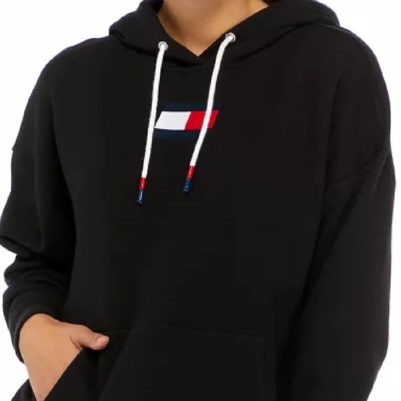 new BLACK Tommy Hilfiger Women's Sport Athleisure Hoodie Sweatshirt - Size Small - Picture 4 of 6